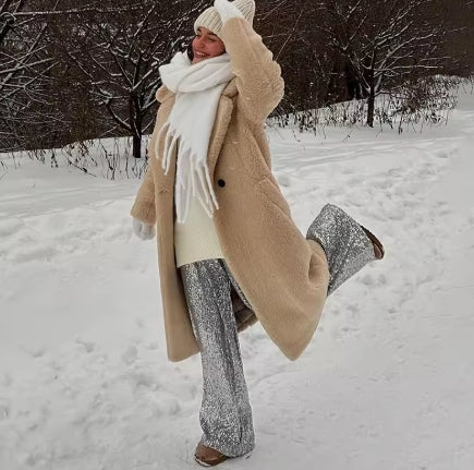 Vellora Lange Jas – Luxe Beige Melange Mantel.