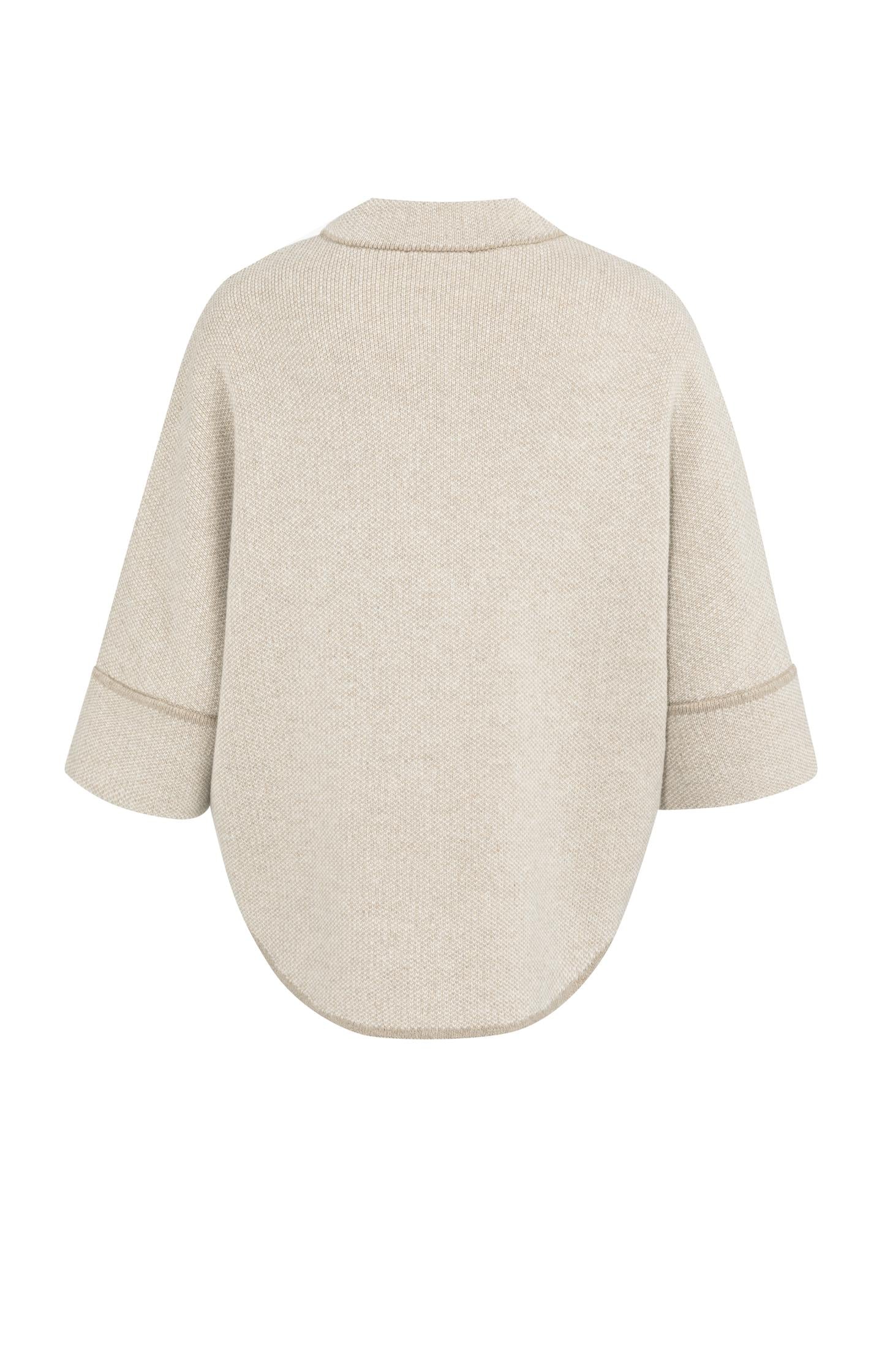 Chunky knit poncho cardigan with rounded hem